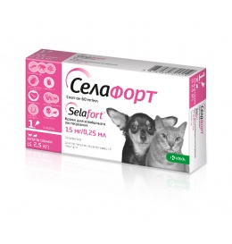 Selafort (selamectin) 15 mg Spot-On pentru pisici si ciini pina la 2,5 kg , 1 pipeta